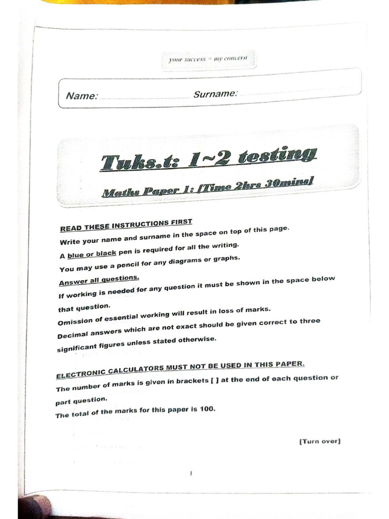 Tuks 1-2 Testing | PDF