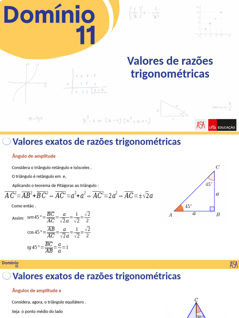 Valores Exatos de Razões Trigonométricas | PDF | Trigonometria | Triângulo