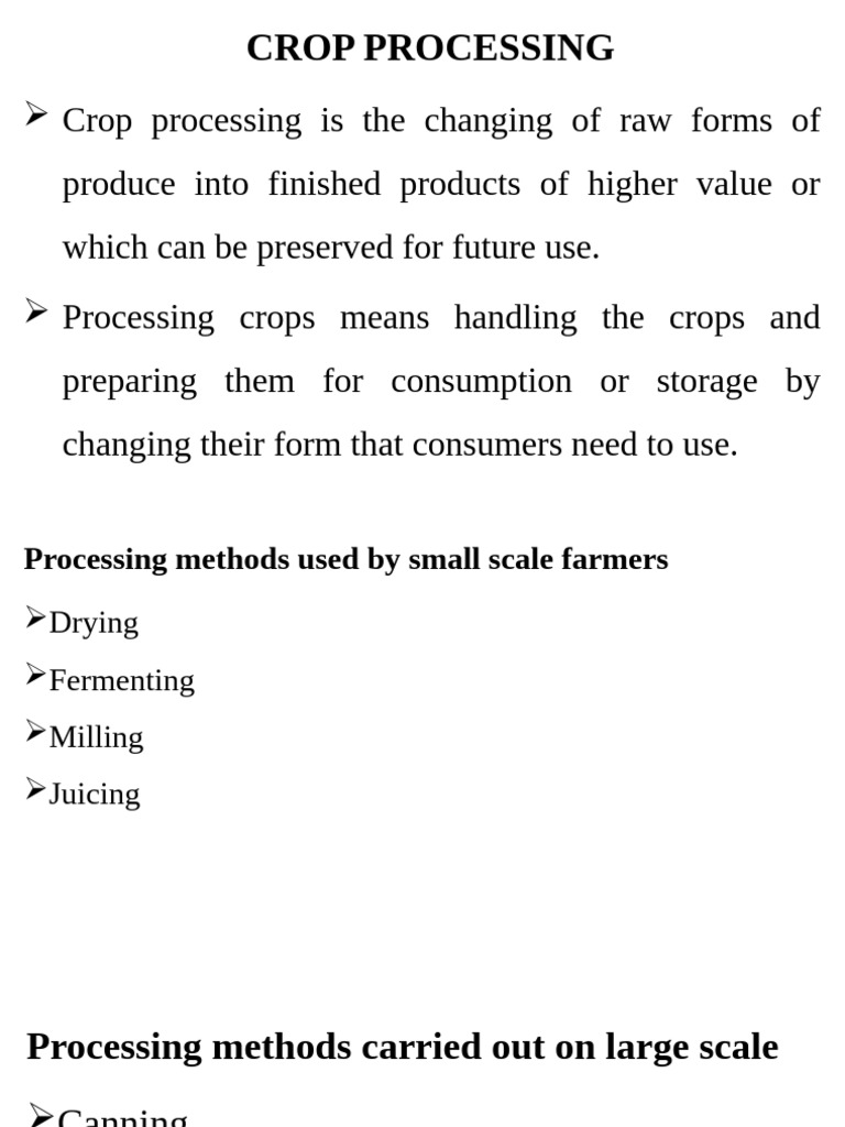 Understanding Crop Processing Techniques | PDF | Cereals | Maize