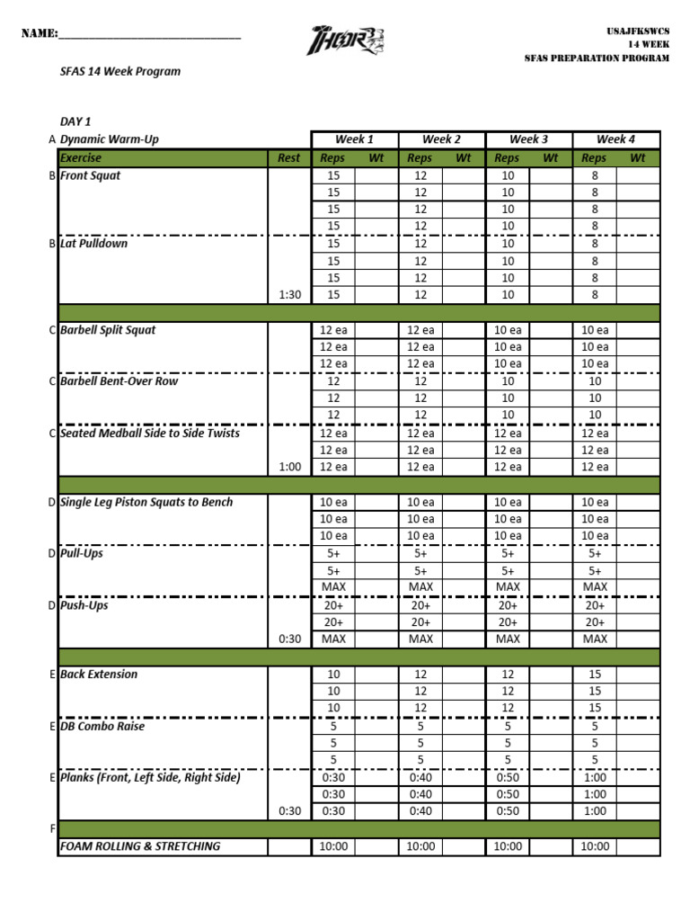 SFAS 14 Week Strength | PDF | Physical Fitness | Strength Training