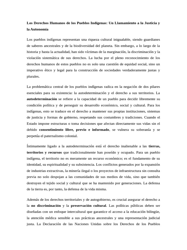 Derechos Humanos de Pueblos Indígenas | PDF | Autodeterminación | Gente ...