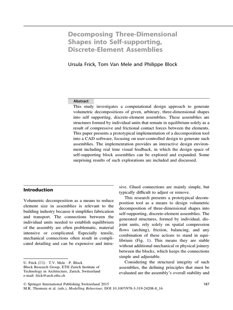 3D Shape Decomposition for Self-Supporting Structures | PDF | Force ...