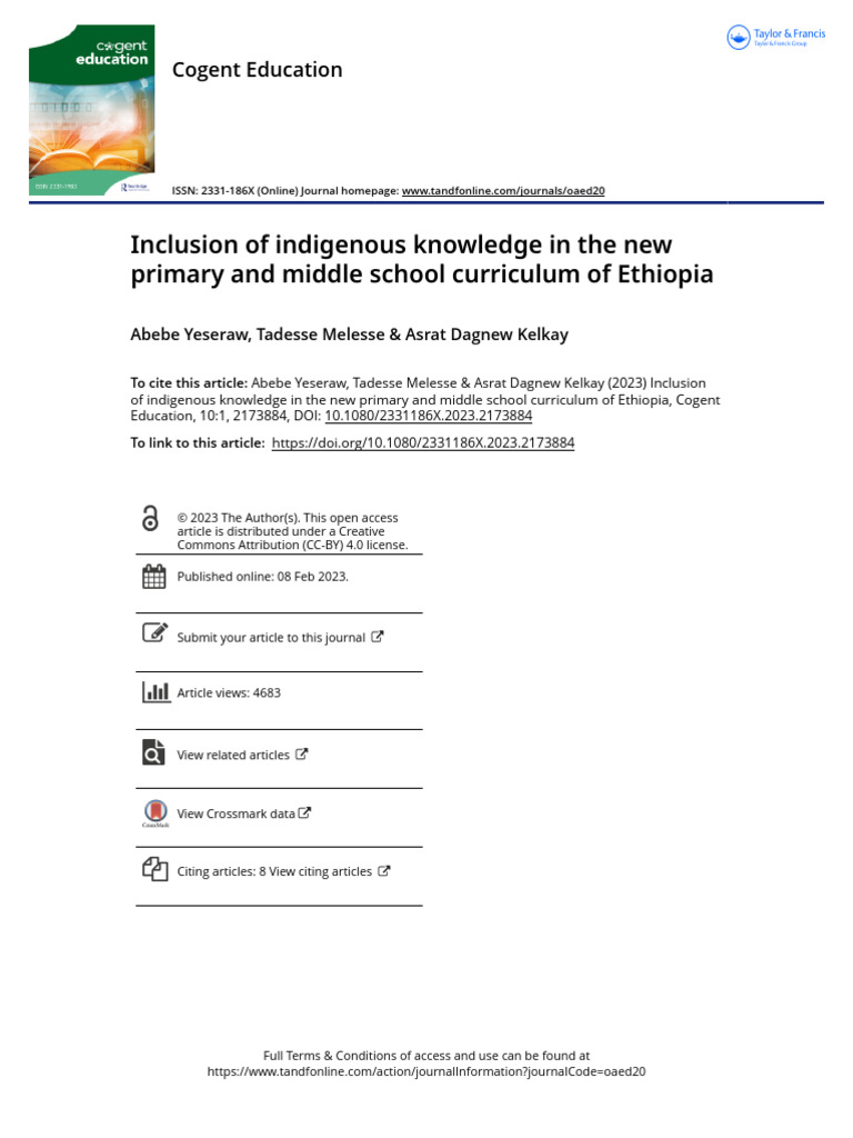 Inclusion of Indigenous Knowledge in The New Primary and Middle School ...