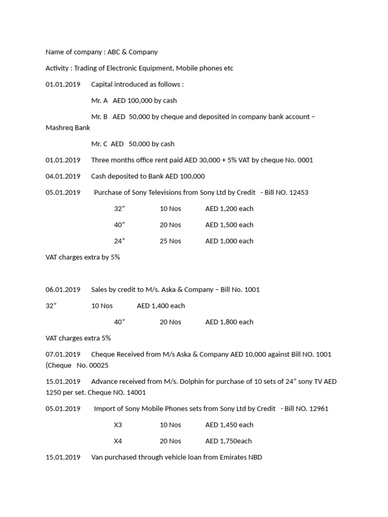 ABC Company Financial Transactions 2019 | PDF