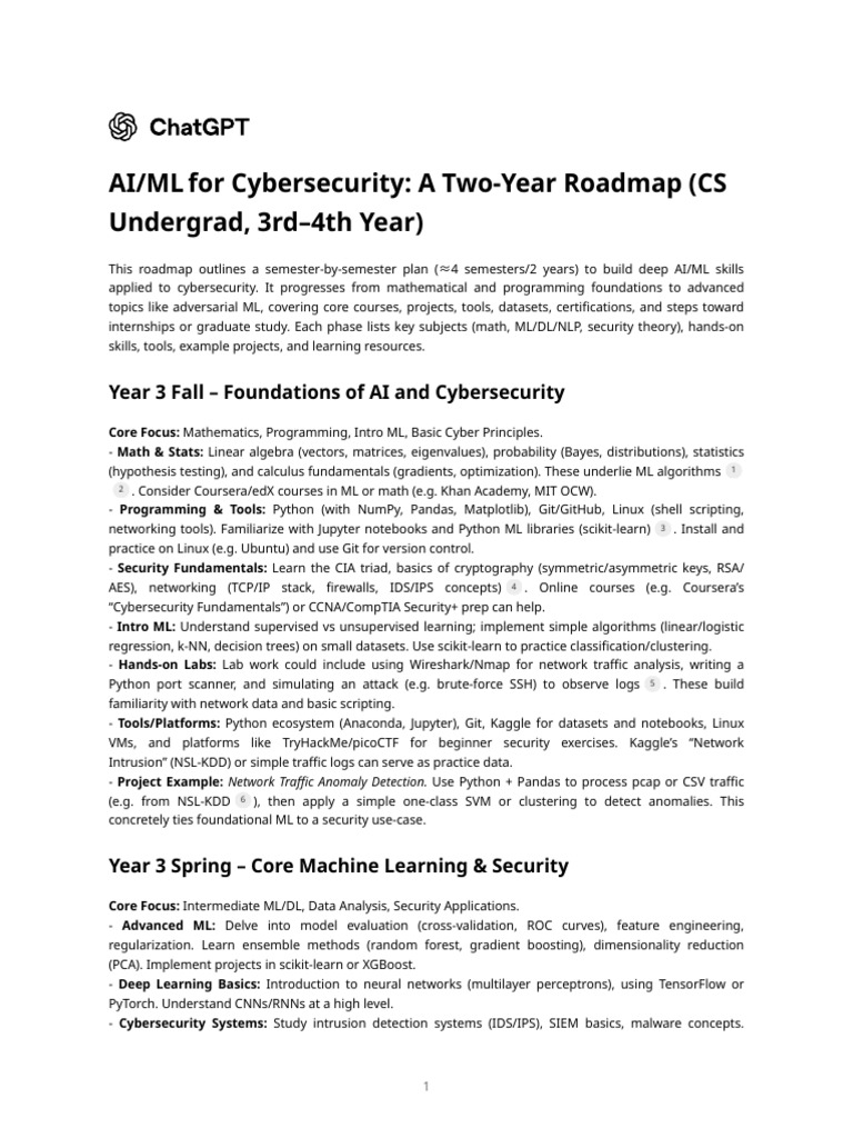 AI/ML Cybersecurity Roadmap Guide | PDF | Machine Learning | Computer ...