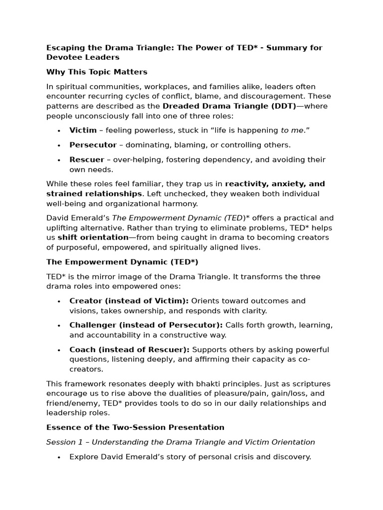 Escaping the Drama Triangle: TED* Guide | PDF | Psychology ...