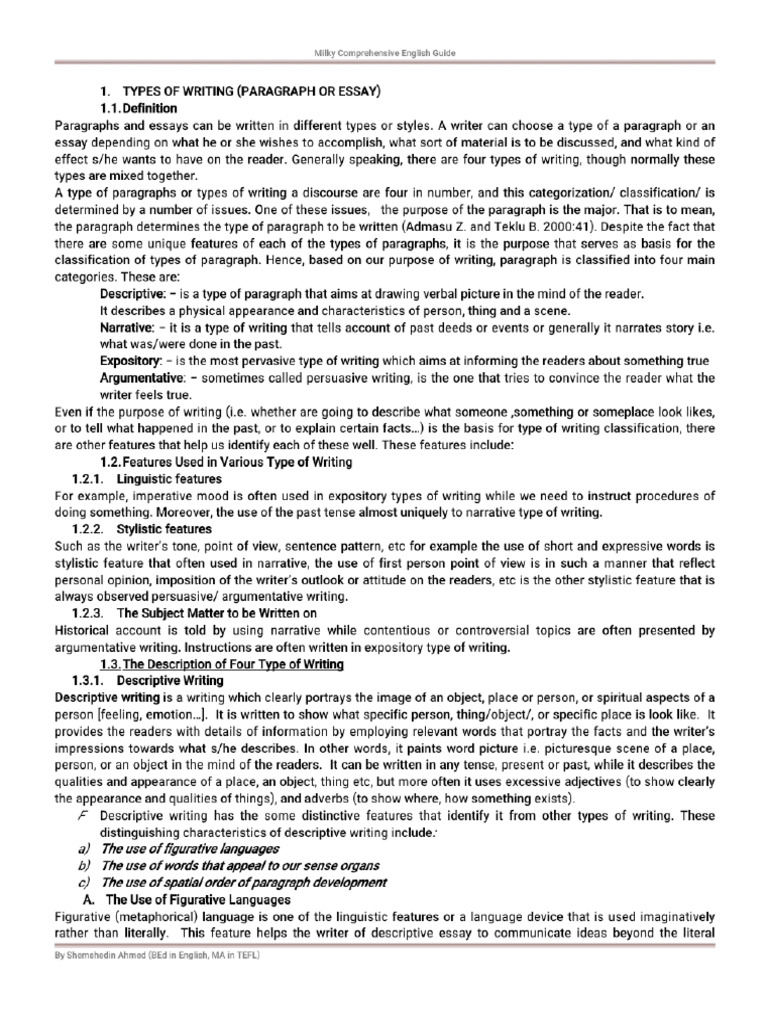 Types of Paragraph (Notes) | PDF