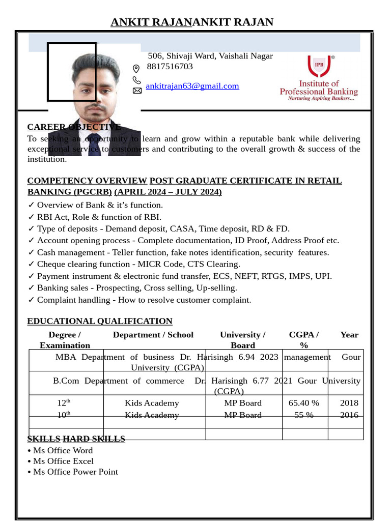 Ankit Rajan Resume | PDF