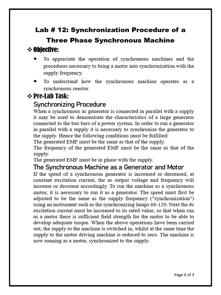 EM Lab Report 12 | PDF | Electric Motor | Electric Generator
