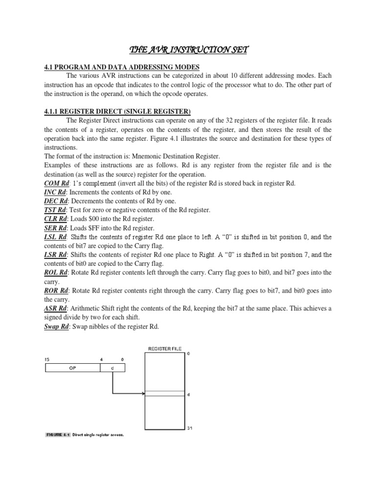 The Avr Instruction Set PDF Instruction Set Pointer