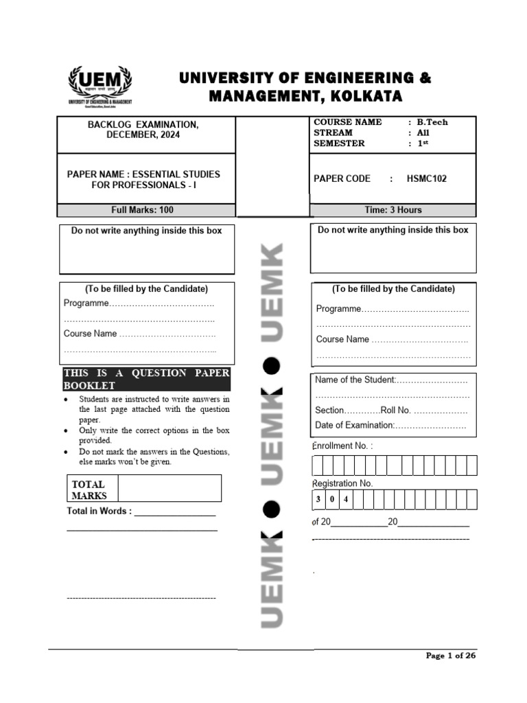 B.Tech Backlog Exam Question Paper | PDF | Interest | Speed