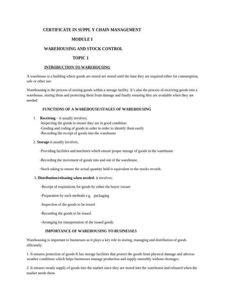 Introduction to Warehousing Essentials | PDF | Warehouse | Customs