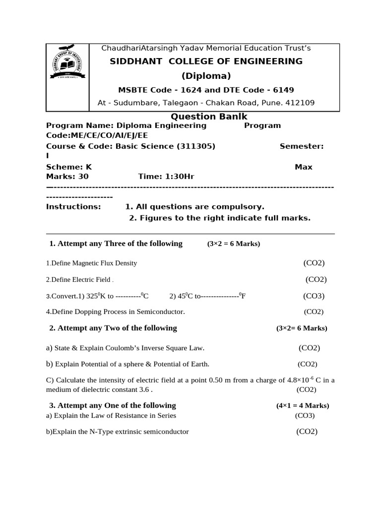 Unit Test II 30 Mark - Questions | PDF