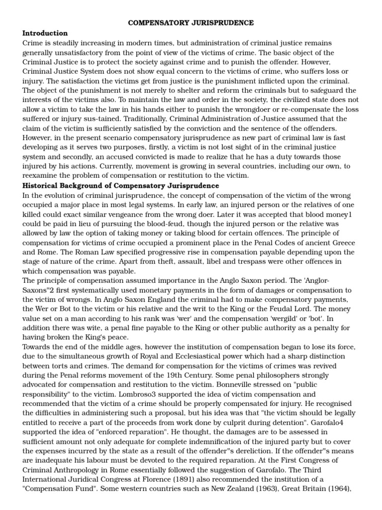 Compensatory Jurisprudence Overview | PDF | Damages | Crimes