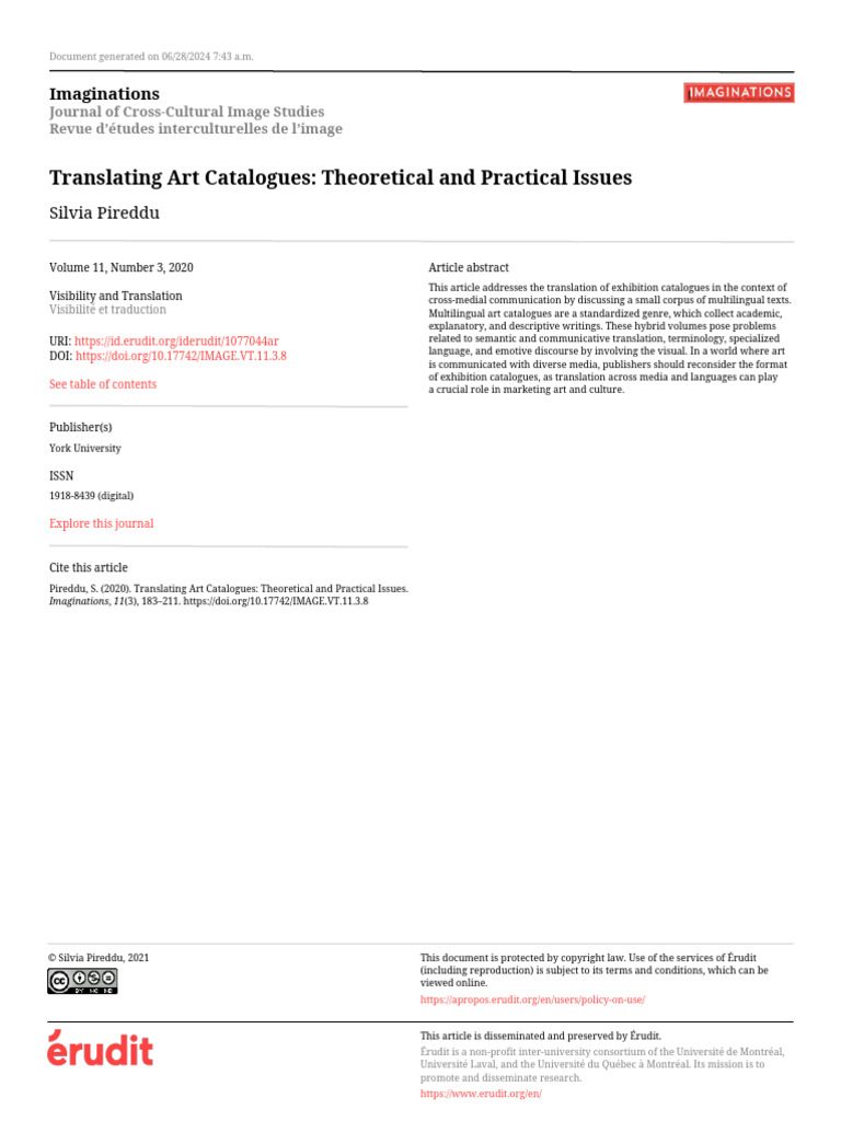Translating Art Catalogues Theoretical and Practic. | PDF ...