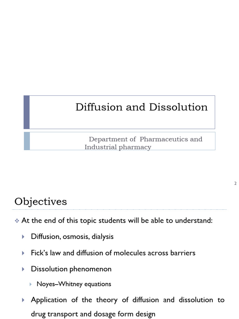 6.diffusion and Dissolution A4K | PDF | Diffusion | Solvation
