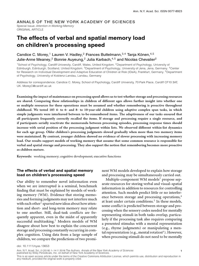 The Effects of Verbal and Spatial Memory Load On C | PDF | Memory ...