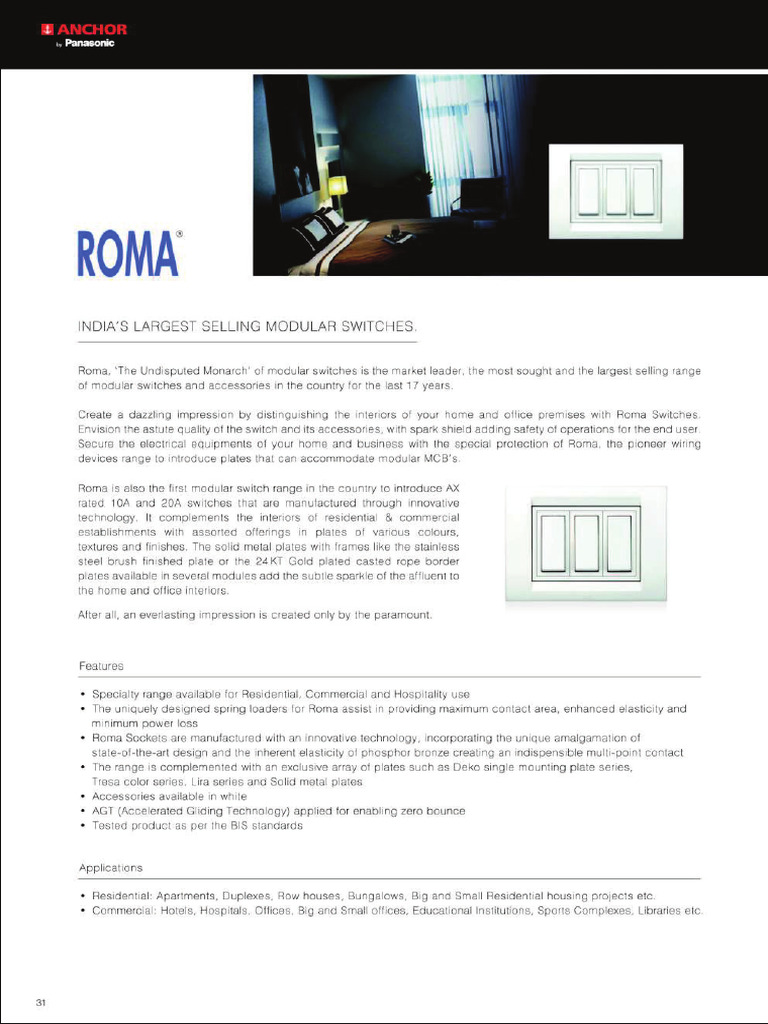 Anchor Roma Make-Switch & Socket | PDF