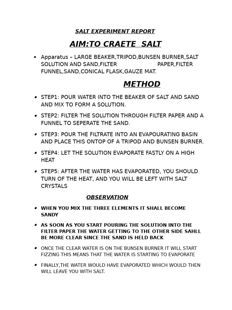 Salt Crystallization Experiment Guide | PDF