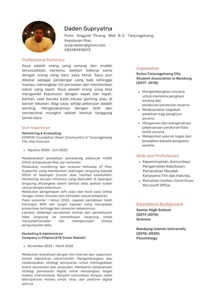 Profil Profesional Daden Supryatna | PDF