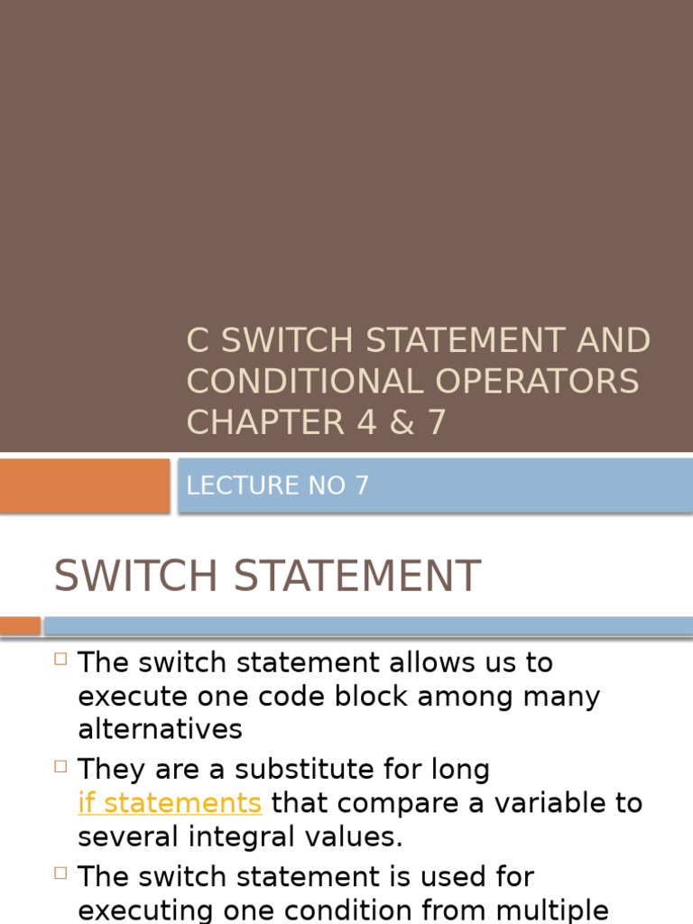 C Switch Statement & Conditional Operators | PDF | Software Engineering ...