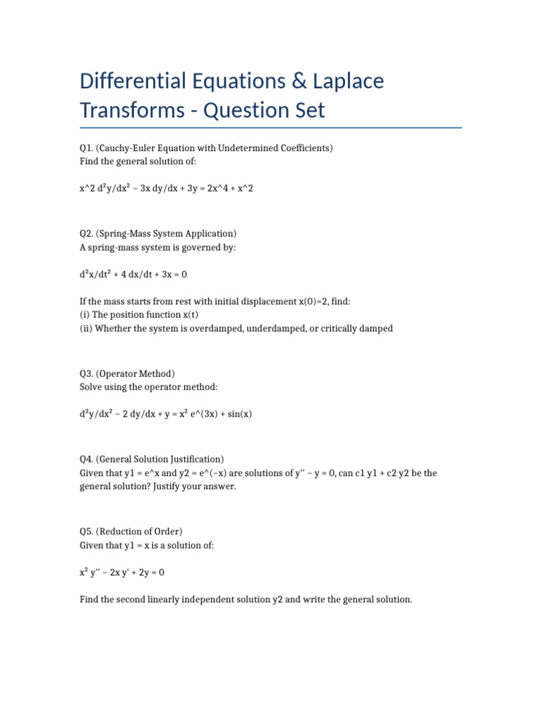 Differential Equations Laplace Questions | PDF