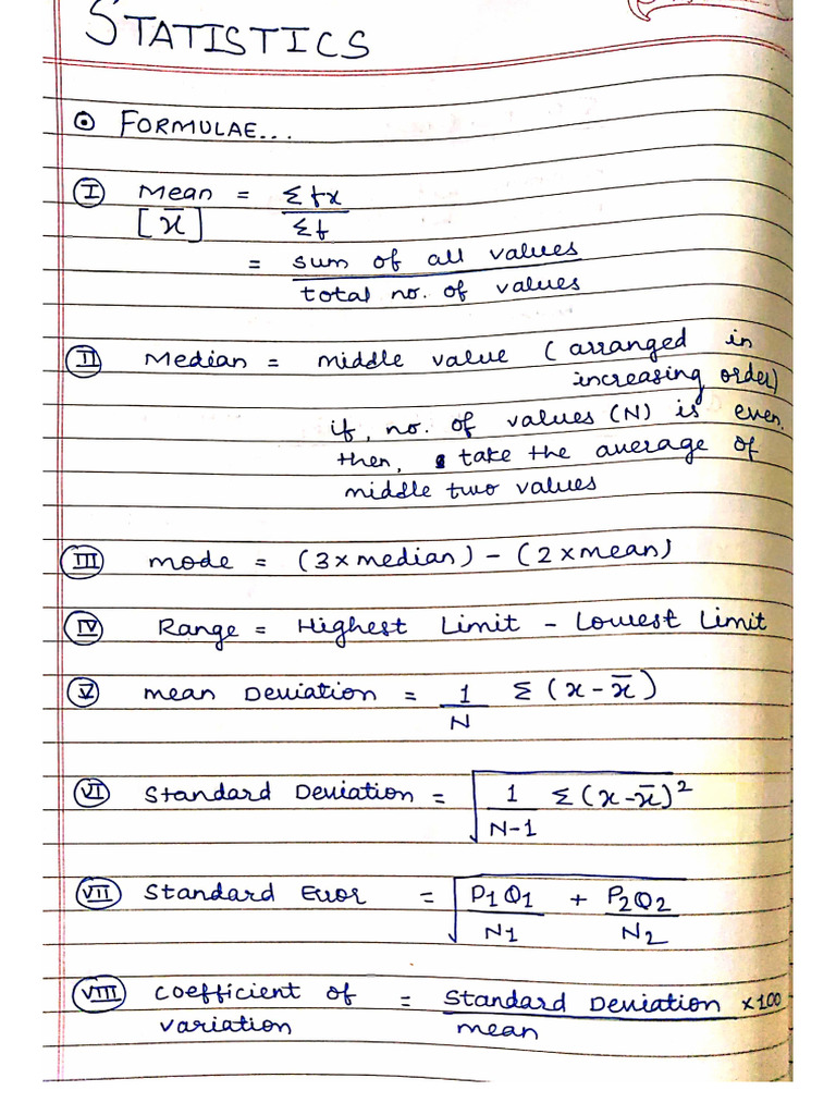 BioStats Formulae | PDF