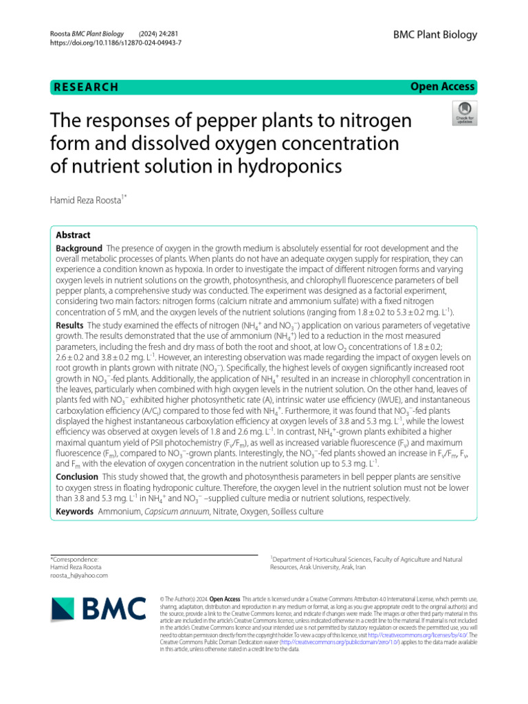 Pepper Plant Growth: Nitrogen & Oxygen Effects | PDF | Photosynthesis ...
