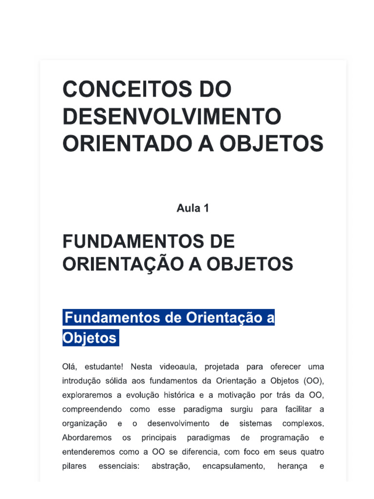 Linguagem Orientada A Objetos | PDF