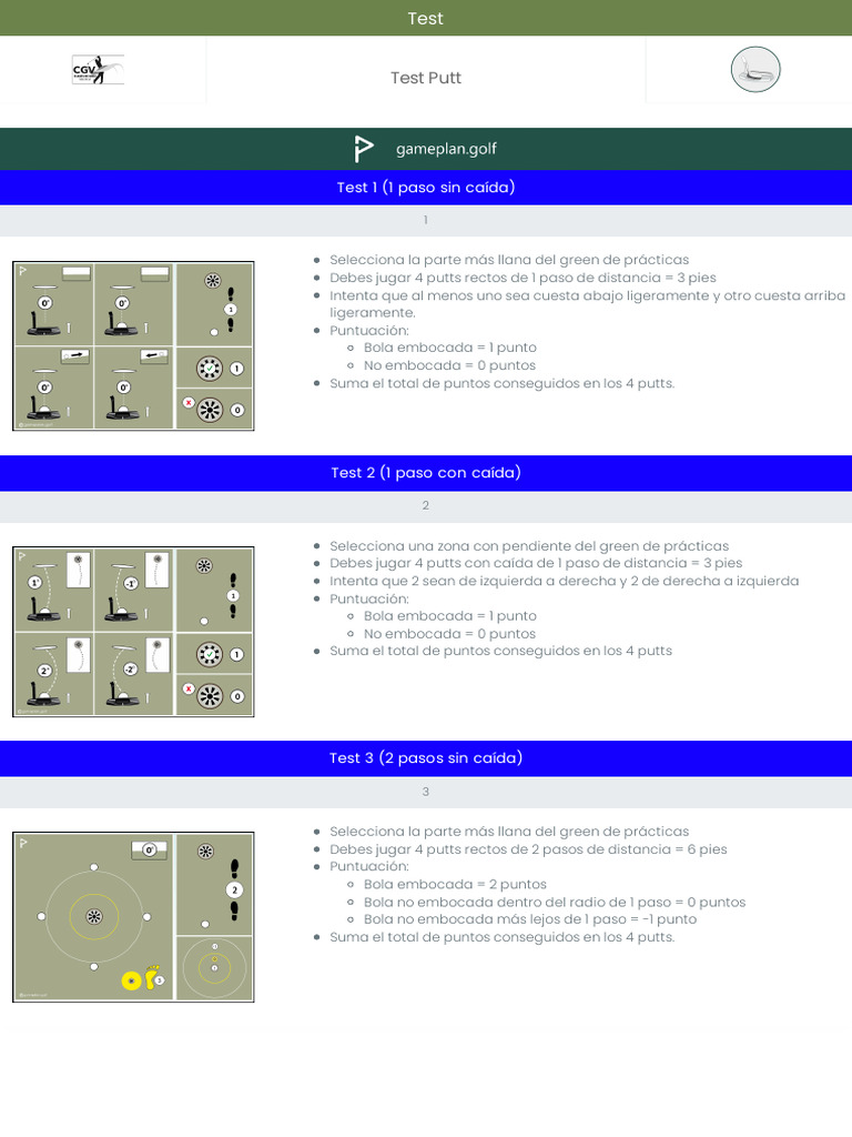 Ejercicios de Putt y Puntuación en Golf | PDF