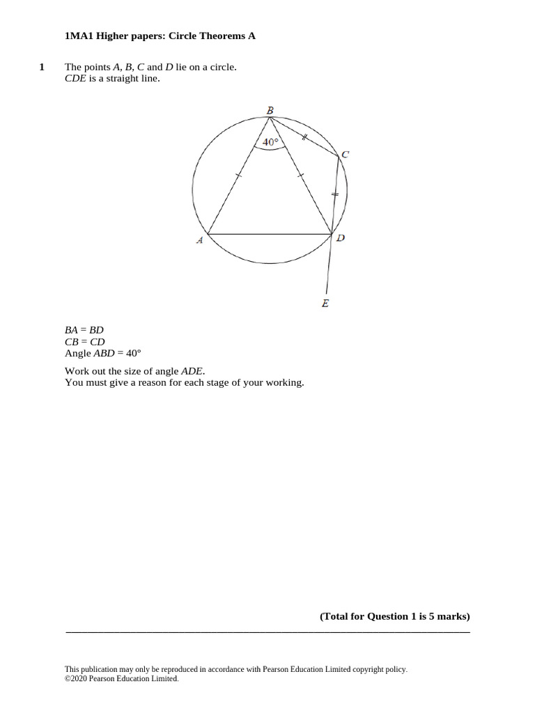 Circle Theorems Practice Questions | PDF | Circle | Geometric Shapes
