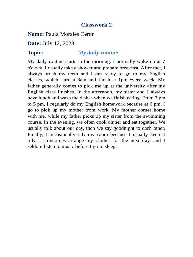 My Daily Routine Overview | PDF