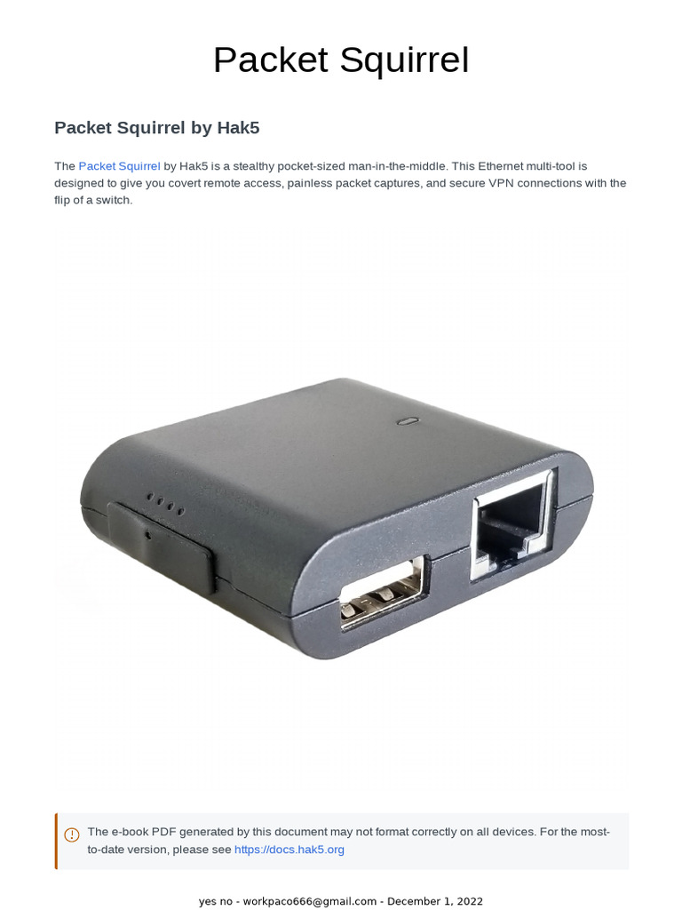 Packet Squirrel: Covert Ethernet Tool | PDF | Computer Network | File ...