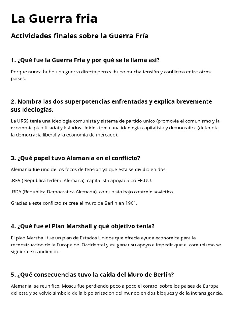 La Guerra Fria | PDF | Guerra Fría | Carrera en el espacio