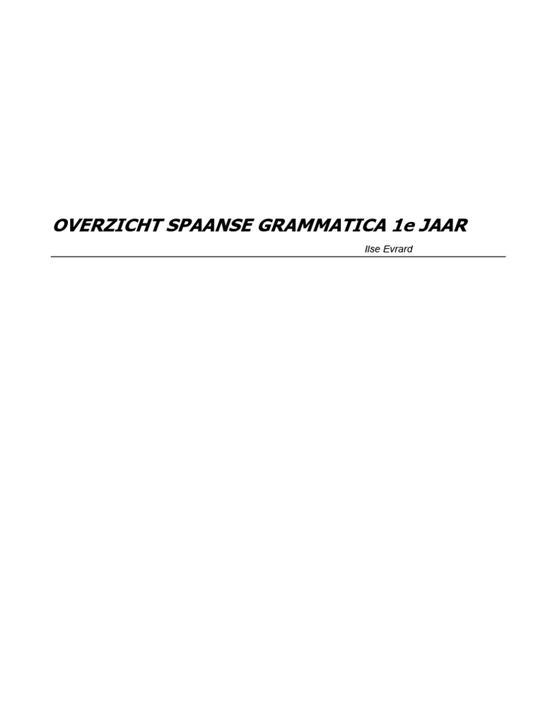 Spaanse Grammatica A1 | PDF