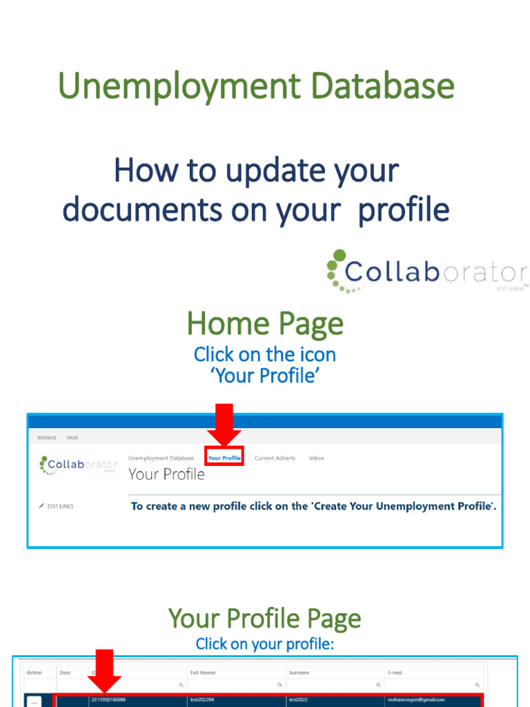 How To Update Your Documents On Your Profile Unemp DB | PDF