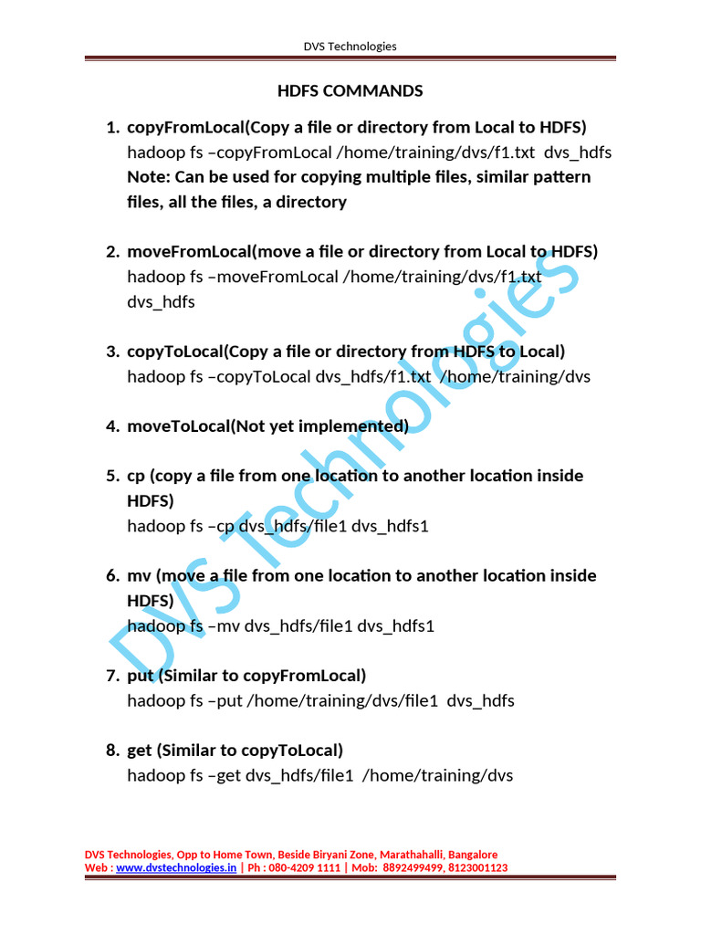 Essential HDFS Commands Guide | PDF | Apache Hadoop | File System