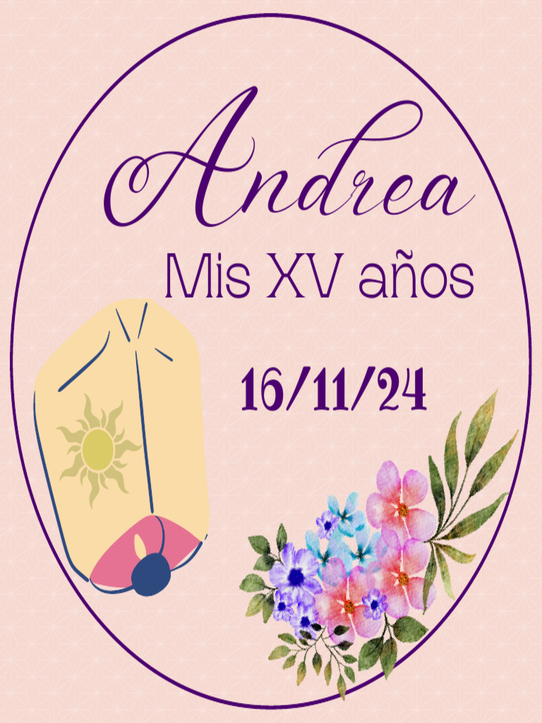 Sticker Circular XV Años Floral Rosa Morado PDF | PDF