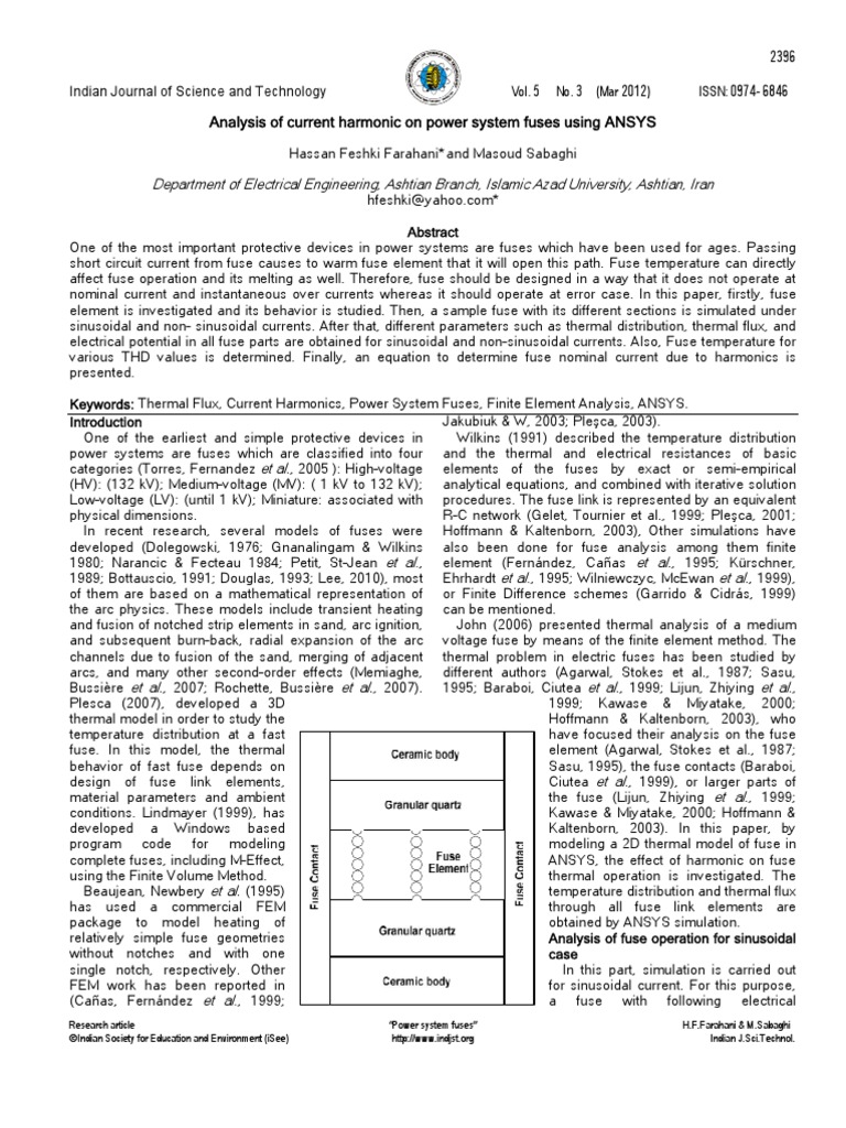 Analysis of Current Harmonic On Power System Fuses Using Ansys | PDF ...