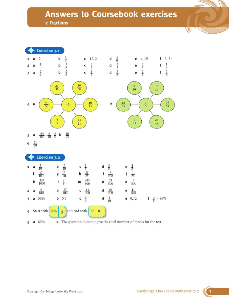 Cambridge Checkpoint Math 7 Answers | PDF