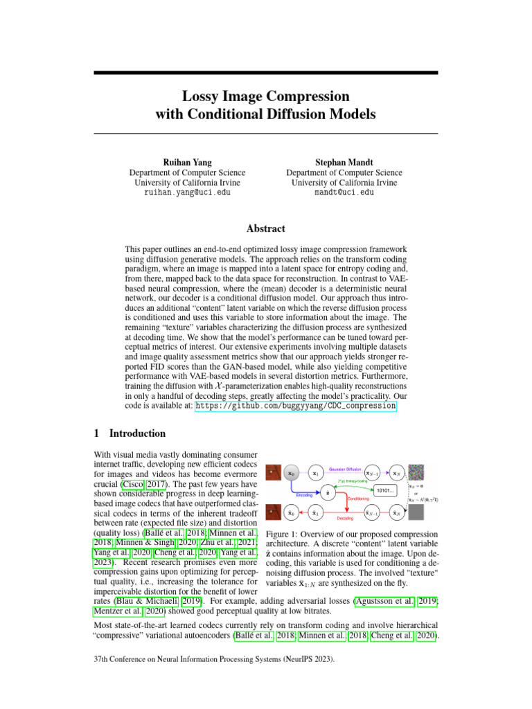 Diffusion Models for Lossy Image Compression | PDF | Data Compression ...