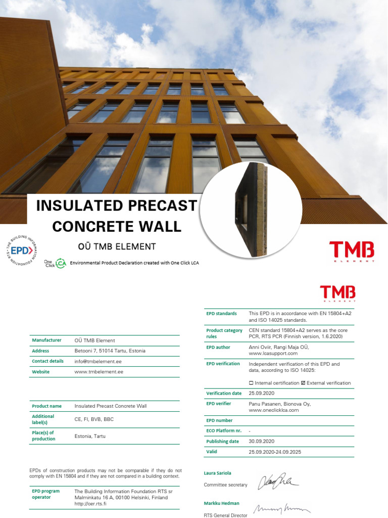 Insulated Precast Concrete Wall EPD | PDF | Concrete | Thermal Insulation
