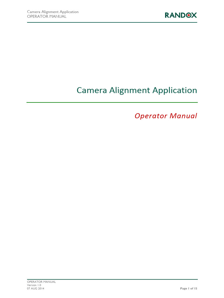 Camera Alignment Operator Manual | PDF | Icon (Computing) | Camera