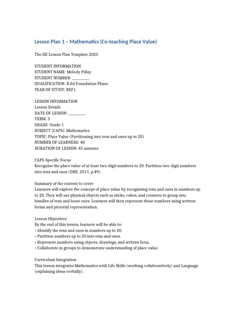 Grade1 Term3 LessonPlans Updated | PDF | Learning | Lesson Plan