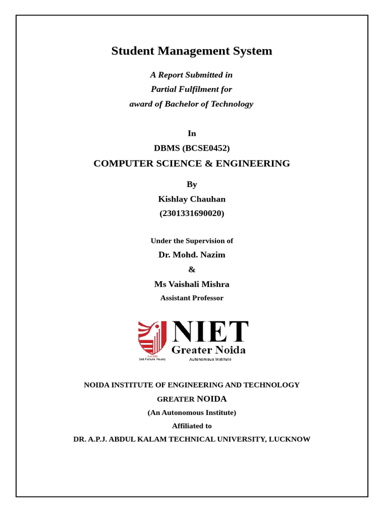 Kishlay Chauhan CSE-R (2301331690020) DBMS Report | PDF | Databases ...