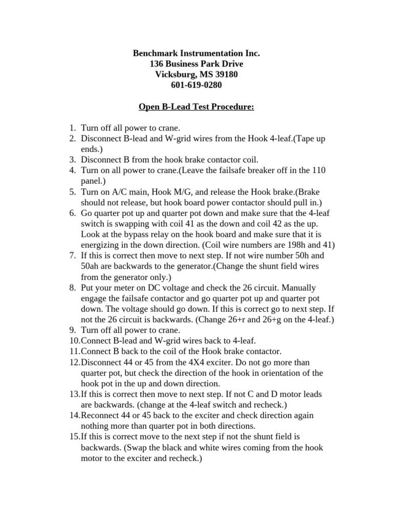 Crane B-Lead Test Procedure Guide | PDF | Electronics | Electromagnetism
