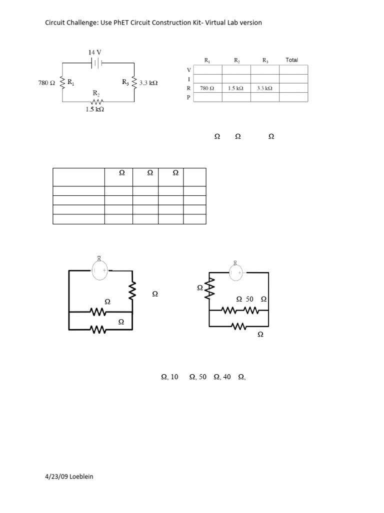 Circuit Analysis with PhET Lab Guide | PDF