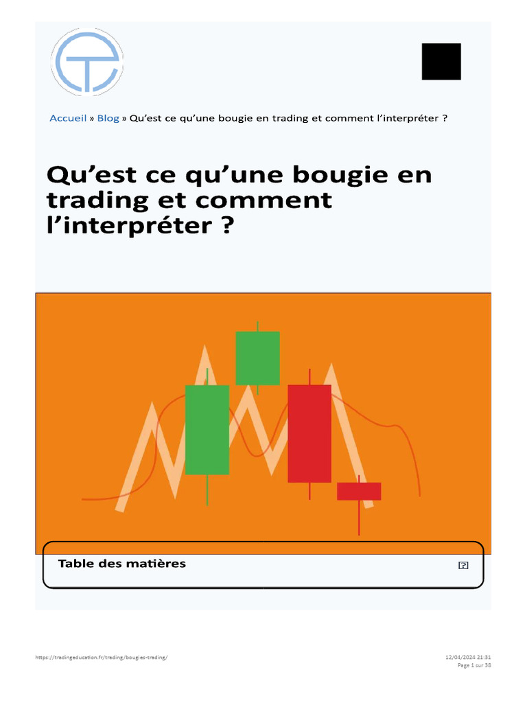Bougies en Trading Corrigé | PDF | Opérateur de marché