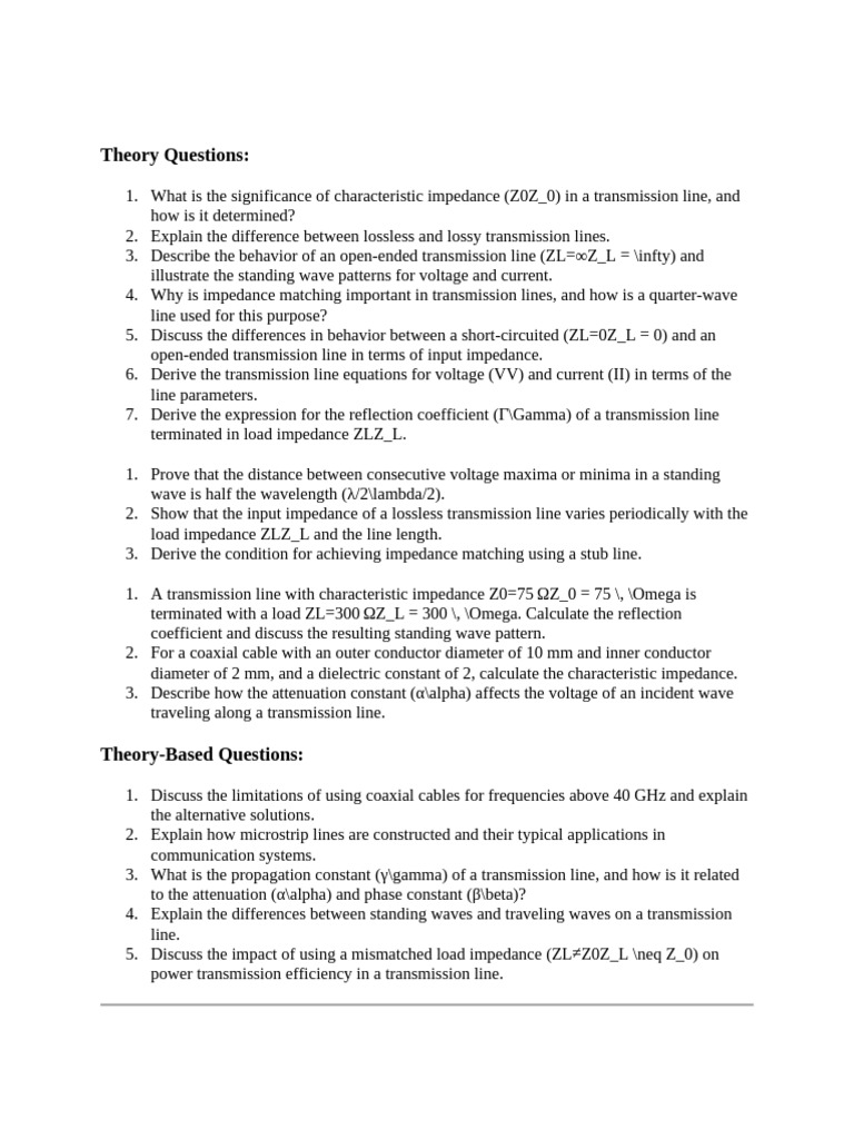 Transmission Line Theory and Calculations | PDF | Transmission Line | Waves