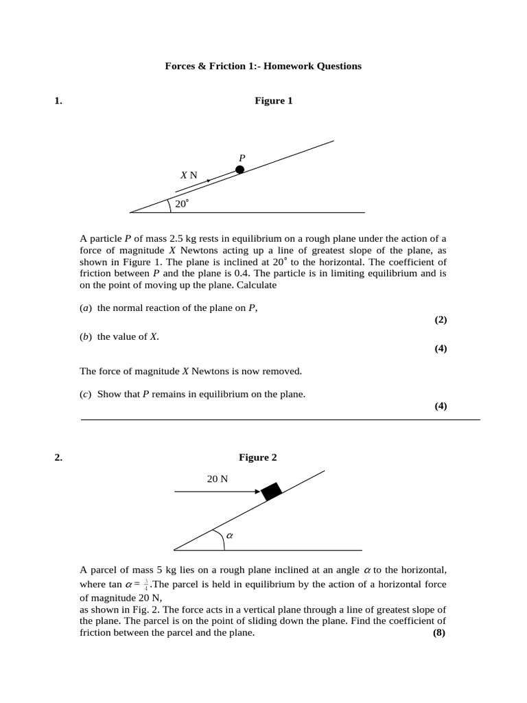 5a-Forces - Friction 1 Statics (Questions) | PDF | Force | Friction
